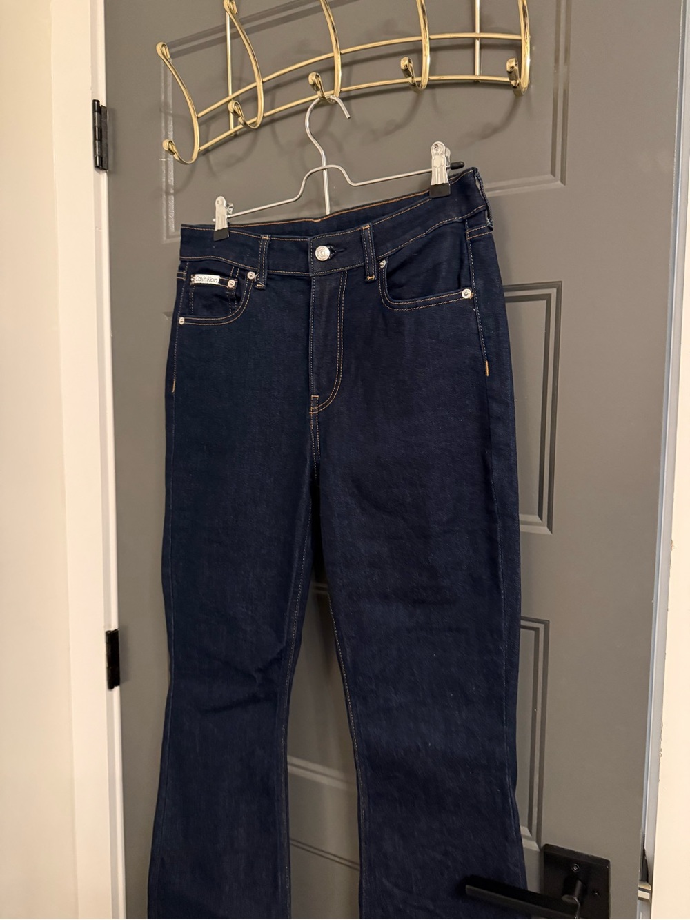 Calvin Klein High-Rise Flare Dark Blue Women's Jeans - Picture 3 of 7